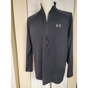 Under Armour HeatGear Mens Black 1/4 Zip Long Sleeve Pullover Loose Fit Size L